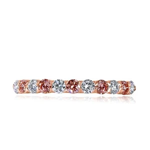 Bracelet de mariage rond diamant cultivé en laboratoire 0,75 ctw or rose 14 carats (11 pierres) - Photo 1 sur 10