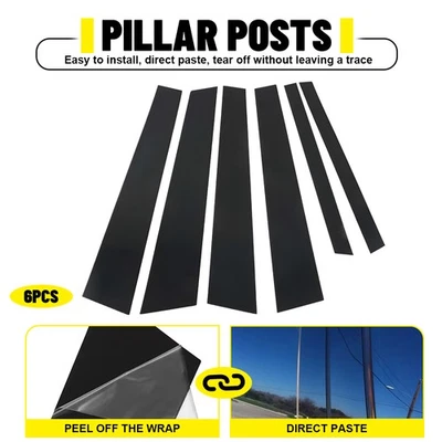6x postes de pilar negros brillantes moldura de ventana de puerta para BMW 525i 530i 540i 2001-2003 Foto 1 de 4