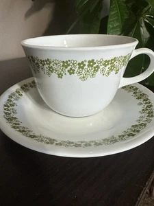 Corelle Spring Blossom Green Cup and Saucer Crazy Daisy Vintage - Picture 1 of 12