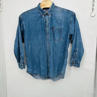Vintage 90s CHAPS RALPH LAUREN Denim Shirt Long Sleeve Cotton Blue ~ SZ XL - Image 1 of 4