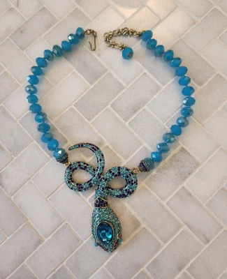 Collar serpiente turquesa inspirado en Heidi Daus Foto 1 de 4