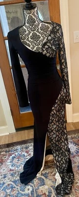 Custom-Made Embellished Lined Form Fitting Gown Size 2/4 w/Front Slit EUC - Image 1 of 4