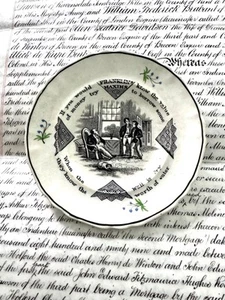 Antiker um 1840’s Staffordshire Franklin’s Maxims Child’s Teller - Bild 1 von 24