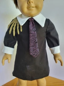 Handmade! Wednesday Addams Dress and Tie Costume + Hand - fits American Girl - Picture 1 of 6