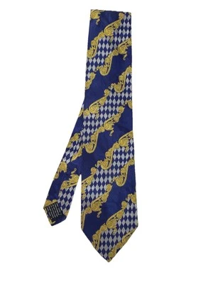 Gravata azul sedosa VERSUS. Padrão barroco. M na Itália. Ex Con - Imagem 1 de 4