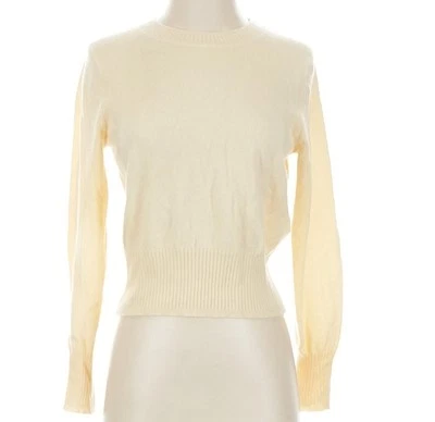 J.Crew Size Small Cashmere Shrunken Crewneck Sweater Cropped Pale Butter Yellow - Image 1 of 4