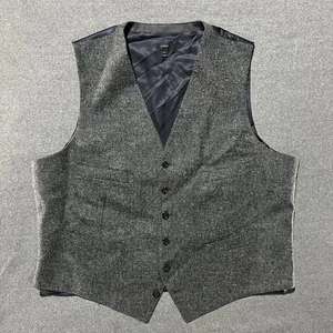J Crew Ludlow Waistcoat Grey Wool Men’s XL Herringbone Moon British Cloth Vest - Picture 1 of 8