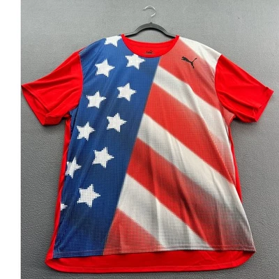 Мужская спортивная рубашка Puma XXL с принтом с флагом США красная сине-белая - Изображение 1 из 4