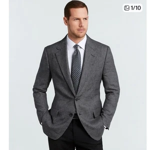 Nordstrom Herren Hahnentritt Anzug Jacke Wolle Seide Mischung Größe 42 Normal EUC - Bild 1 von 11