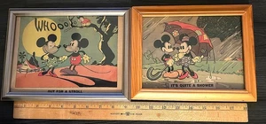 2 frühe gerahmte Mickey und Minnie Mouse Cartoons Comics Walt Disney bunt - Bild 1 von 7