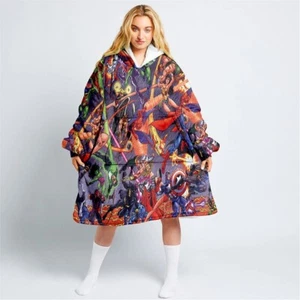 Personalized All Over Comic Heroes Blend Blanket Hoodie - Picture 1 of 3