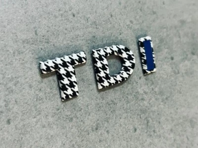 Volkswagen TDI Black & White Houndstooth Emblem VW OEM Jetta Sportwagen Letters - Image 1 of 2