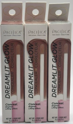 3 件装 Pacifica Dream Lit 发光遮瑕膏 ~ 05 ~ 0.21 盎司每件 ~ 阅读 ~ FASTSHIP — 第 1/4 张图片