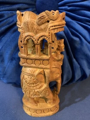 "Sándalo fino tallado indio real safari elefante 6,5"" de alto vintage" Foto 1 de 4