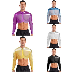 Men Undershirt Sexy Shirts Look Crew Neck Tops See Through Top Half Tops Shiny - Bild 1 von 74