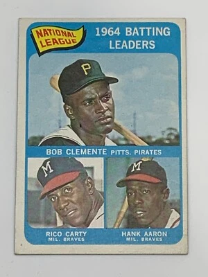 1965 Topps #2 Bob Clemente/Rico Carty/Hank Aaron - Líderes de bateo de la Liga Nacional Foto 1 de 2