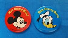Disney Mickey Mouse Donald Duck Vintage Button Pin lot of 2 ... FREE CANADA SHIP