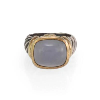 Anel David Yurman Nobelesse calcedônia ouro 14k 925 prata estilo cabo - Imagem 1 de 4