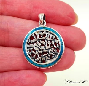 Grüner Malachit Schema Israel Kabbala Halskette Sterlingsilber religiös Anhänger - Bild 1 von 6