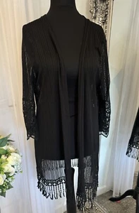 Ladies black see-through overtop with lace and tassels from Klass size XXL 20 + - Picture 1 of 7