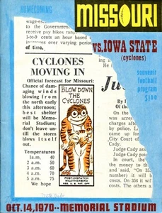 MISSOURI FOOTBALL SOUVENIR PROGRAM - MISSOURI vs IOWA STATE - NOV 14, 1970 - Imagen 1 de 2
