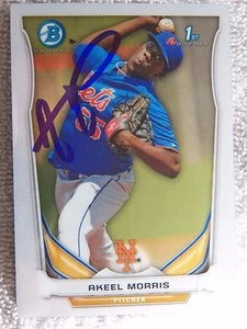 New York Mets Akeel Morris Signed 2014 Bowman Chrome 1st Card Auto - Picture 1 of 1