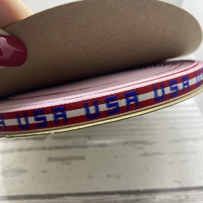 USA Red, White, and Blue Stripe Grosgrain Ribbon 1/2”wide x 50 yards, Offray - Image 1 of 3