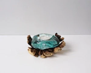 Molten Glass on Recycled Glass, Candle, Blown Glass, Office Decor, Grandma Gift - Picture 1 of 7