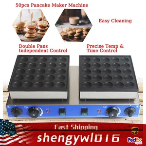 50 STCK. Mini Holländischer Pfannkuchen Bäcker Kommerzielles Waffeleisen Maschine 1,8 Zoll Antihaft USA - Bild 1 von 14
