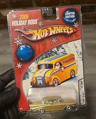 Chevy Bel Air Gold 2006 edición limitada Hot Wheels Holiday Rods '57 pilotos reales  Foto 1 de 4