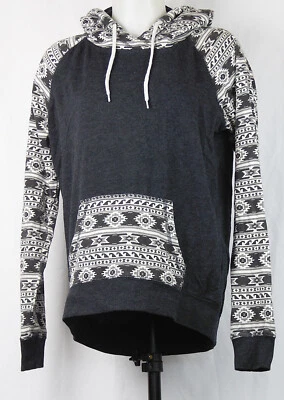 Empyre Dark Gray Aztec Print Pullover Hoodie Sweatshirt M JR - Image 1 of 2
