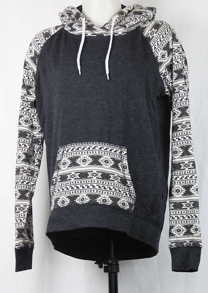 Empyre Gris Oscuro Estampado Azteca Pullover Sudadera con Capucha Sudadera M JR Foto 1 de 2