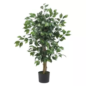 Nearly Natural Artificial Ficus Silk Tree Indoor 3ft Maintenance-Free Faux Plant - Picture 1 of 12