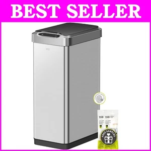 50 Liter Motion Sensor Trash Can - Brushed Stainless Steel, Space-Saving Design - Picture 1 of 11