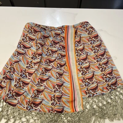 Minifalda envolvente geométrica multicolor Anthropologie borla flecos ribete talla pequeña Foto 1 de 4