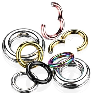 Klapp Clicker großer Segmentring PVD 316L Chirurgenstahl Ohrring & Septum - Bild 1 von 10