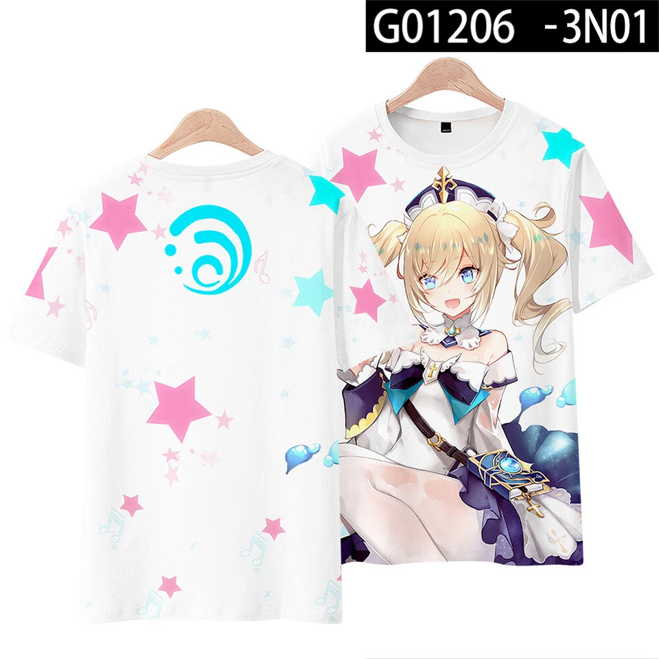 Camiseta Anime Genshin Impact Babala Figura Dibujos Animados Otaku Harajuku Manga Corta Foto 1 de 4