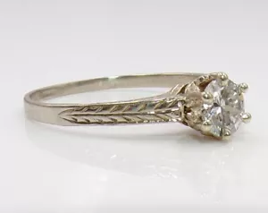 Vintage antiker Art Deco Diamant Verlobungsring 14K Weißgold Größe 8 LMB2 - Bild 1 von 7