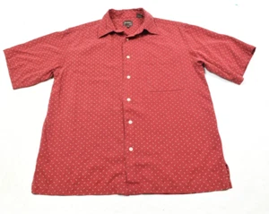 Neiman Marcus Silk Shirt Mens Medium Red Printed Short Sleeve Button-Up Classic - Picture 1 of 12