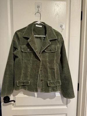 Chaqueta de camionero Real Comfort by Chadwick's para mujer 14? Botón delantero pana verde Foto 1 de 4