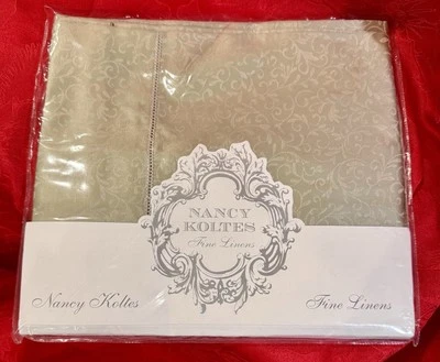 NEW NANCY KOLTES RAVENNA Sage KING Pillowcases Italy Made NEW 550 tc - Image 1 of 4