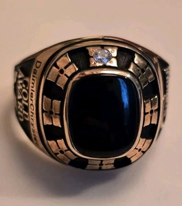 Daimler Chrysler Certified 10K Gold Award Ring Onyx - 13.5 Sz - 1 Diamomd - Picture 1 of 8