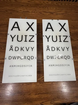 Set of 2 Rare Ikea Gyllen 56 Eye Chart Wall Light Box David Wahl Design Modern  - Image 1 of 4