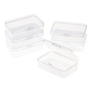 6 Packs Rectangle Small Clear Plastic Storage Containers Box Case with Hinged... - Picture 1 of 7