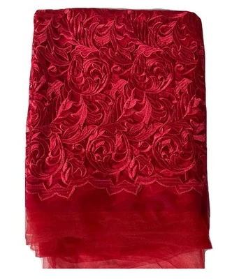 3.5 Yd Floral Embroidered Mesh Lace Fabric 50" Wide Bridal/Evening Dress/Runner - Image 1 of 4