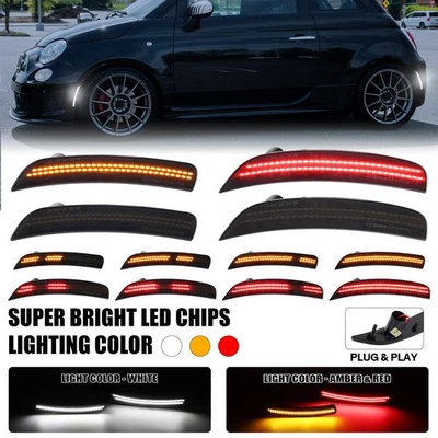 适用于 2012 - 2017 菲亚特 500 500C Abarth 动态前后 4 件 LED 侧标记灯 — 第 1/4 张图片