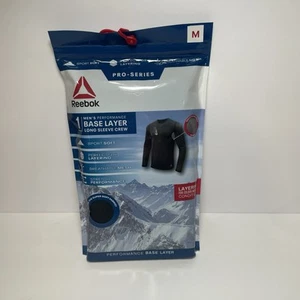Size Medium Reebok Men's Pro Series Base Layer Long Sleeve Crew Shirt Black NIB - Picture 1 of 3