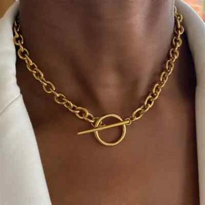 Women's Fashion Jewelry Gold Or Silver Link Chain Boho Choker Necklace 518 - Picture 1 of 4