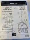 Ensemble de timbres MEILLEUR JOUR Stampin Up anniversaire chat cupcake gâteau J23