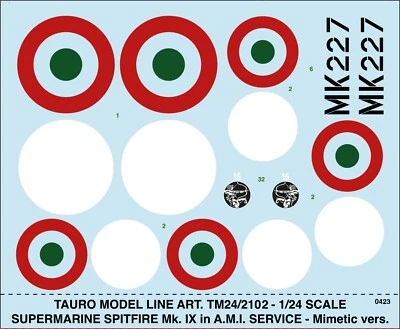 TAURO MODEL TM24/2102 SPITFIRE Mk.IX ITALIAN VERSION (MIMETIC) SCALA 1:24 - Immagine 1 di 2